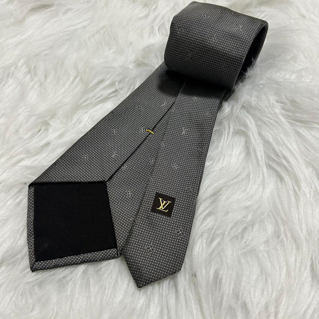 ルイヴィトン ネクタイ グレー LV総柄 ビジネス フォーマル