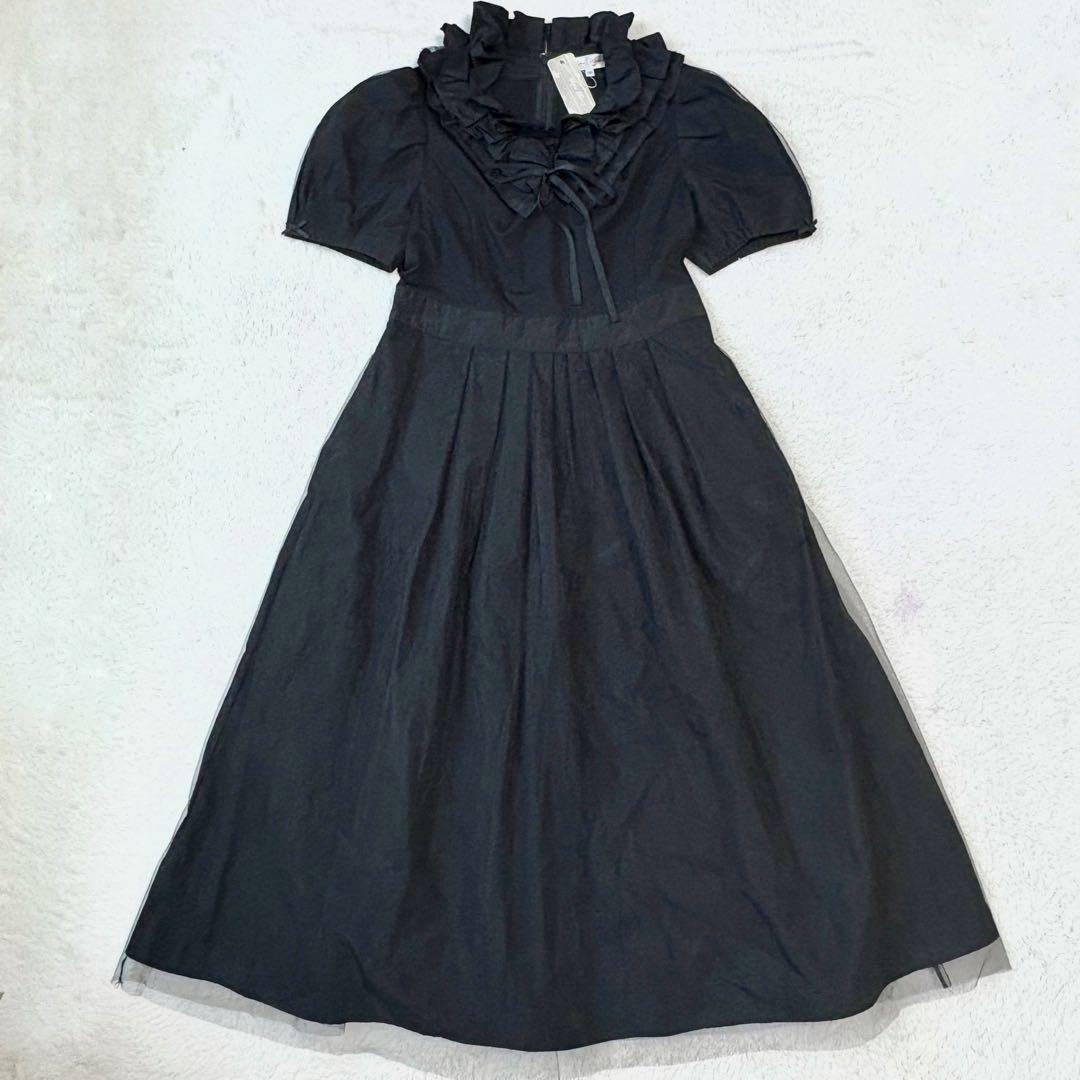 新品✨スーパービューティー　ロングワンピース　フリル　チュール　40 ブラック