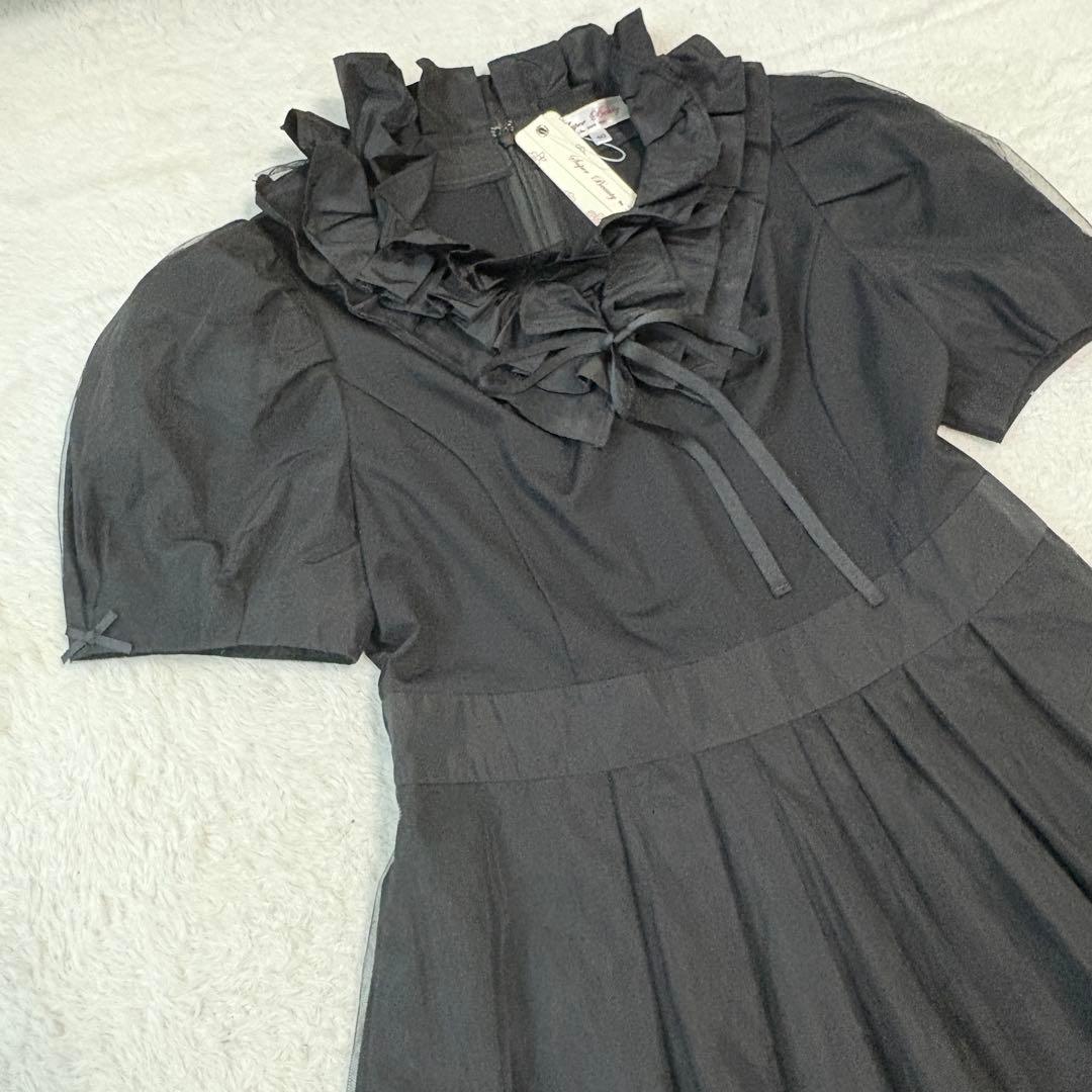 新品✨スーパービューティー　ロングワンピース　フリル　チュール　40 ブラック