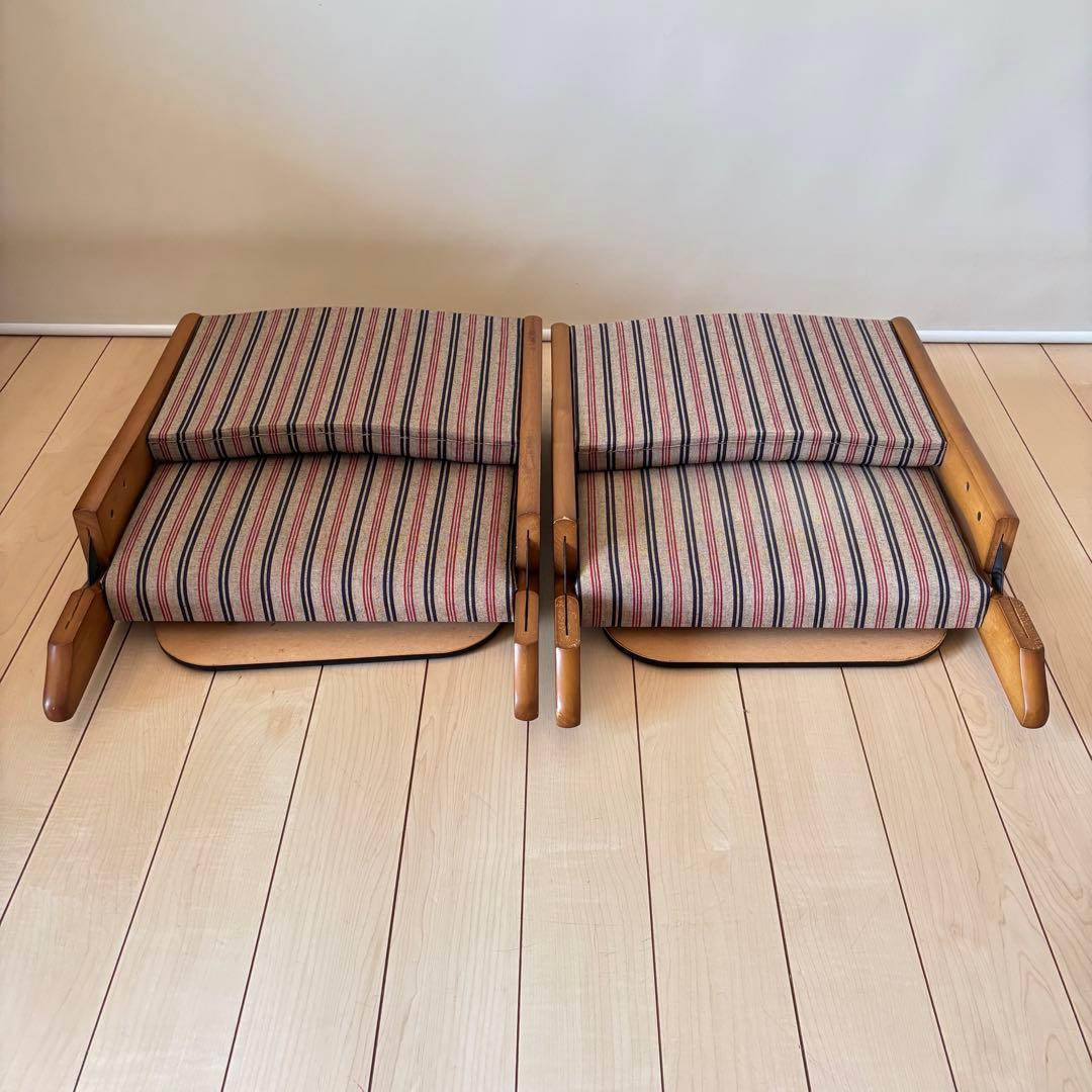 折り畳み 回転 木製座椅子 和モダン ２点セット 和座椅子 中居木工