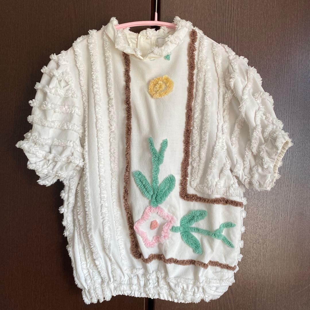 nude vintage パフスリーブ シェニール織 キルティング