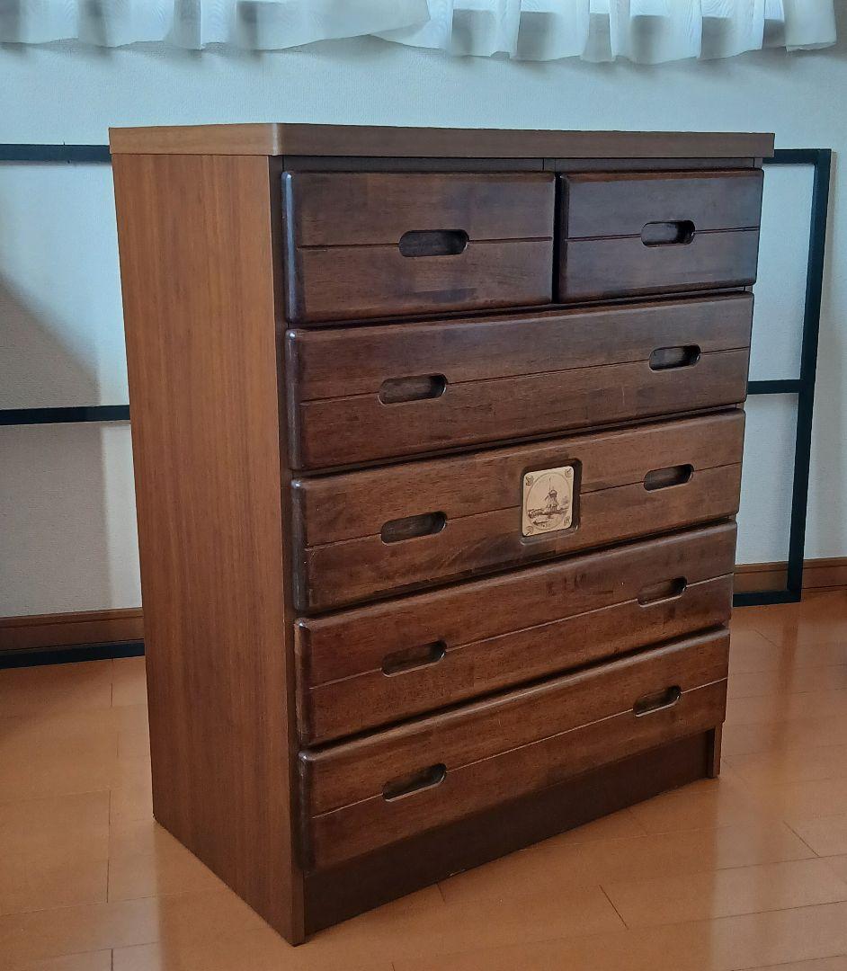 木製ダークブラウンチェスト 引き出し7つ