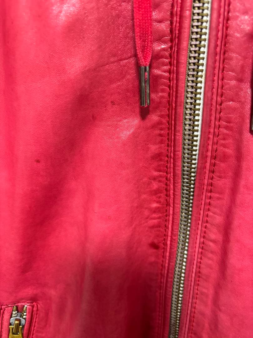 DIESEL ディーゼル レザーパーカージャケット 羊革 レッド