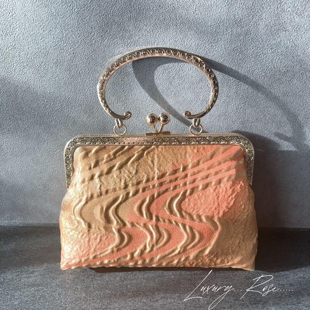黄金の国ジパング〜シルクロード佐賀錦上品な銅金色♡チェコガラスを添えた帯バッグ