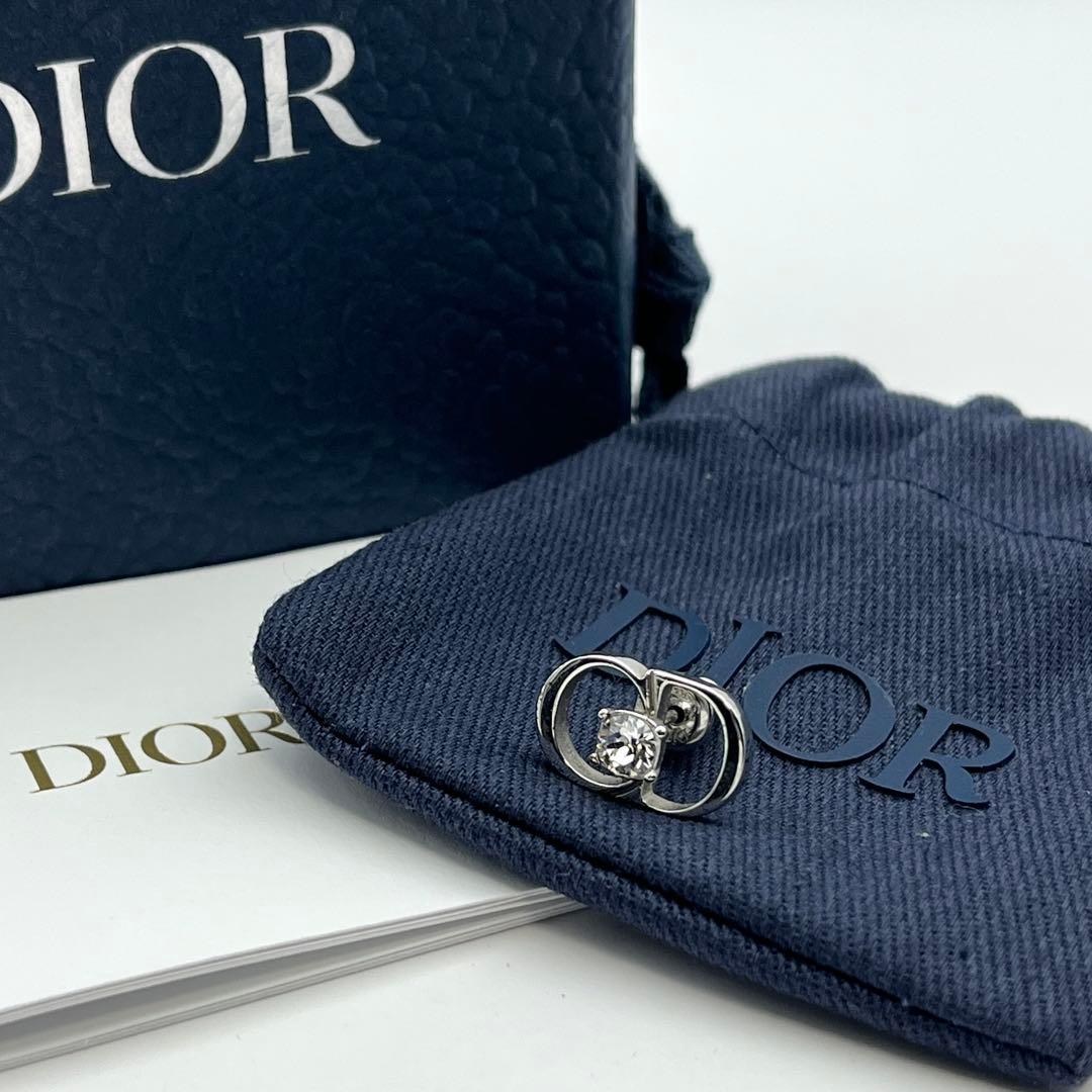 ディオール　片耳ピアス　CDアイコン　クリスタル　Ag925　シルバー　メンズ