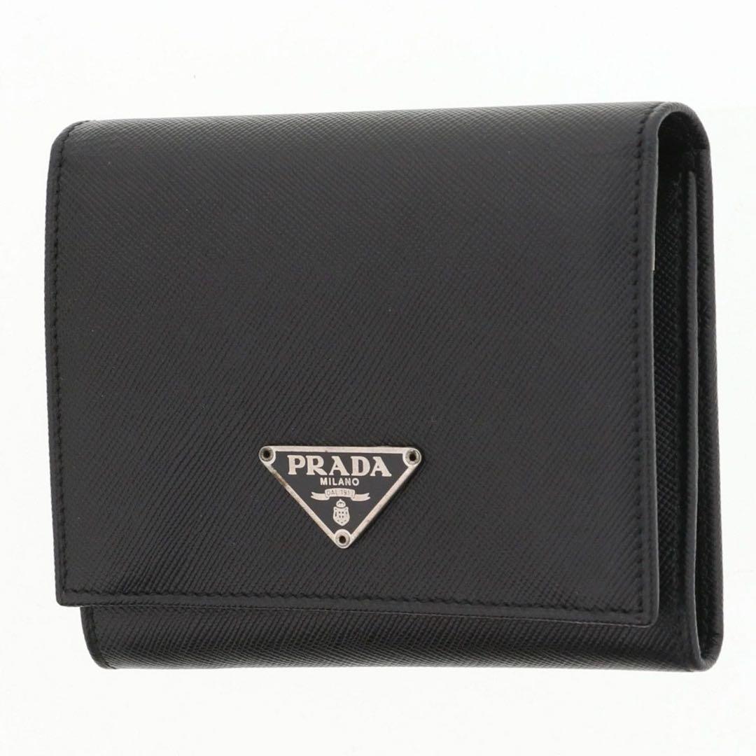 PRADA プラダ 三つ折り財布 ブランド ブラック系 ウォレット 三角ロゴ