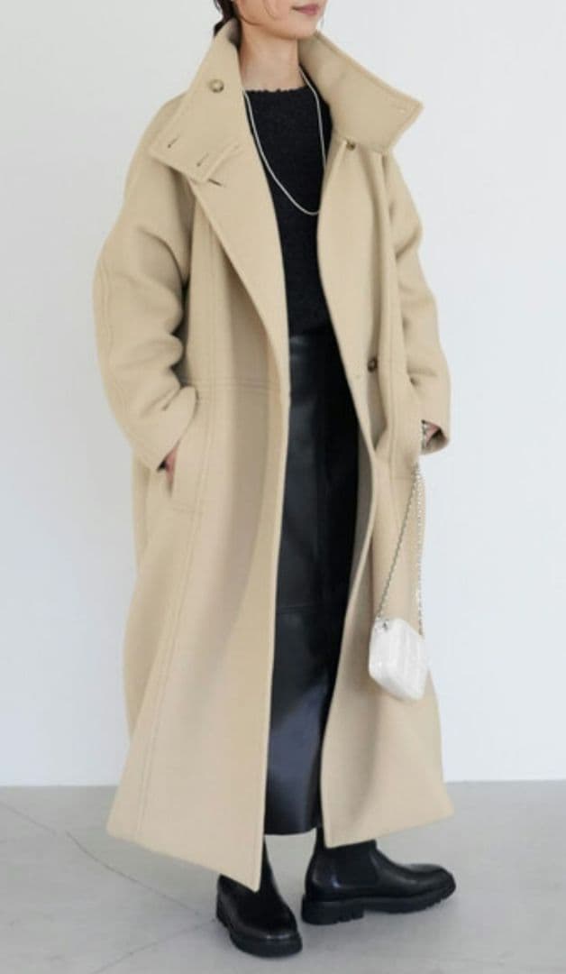 SLOBE IENA スタンドコクーンコート　38 ベージュ