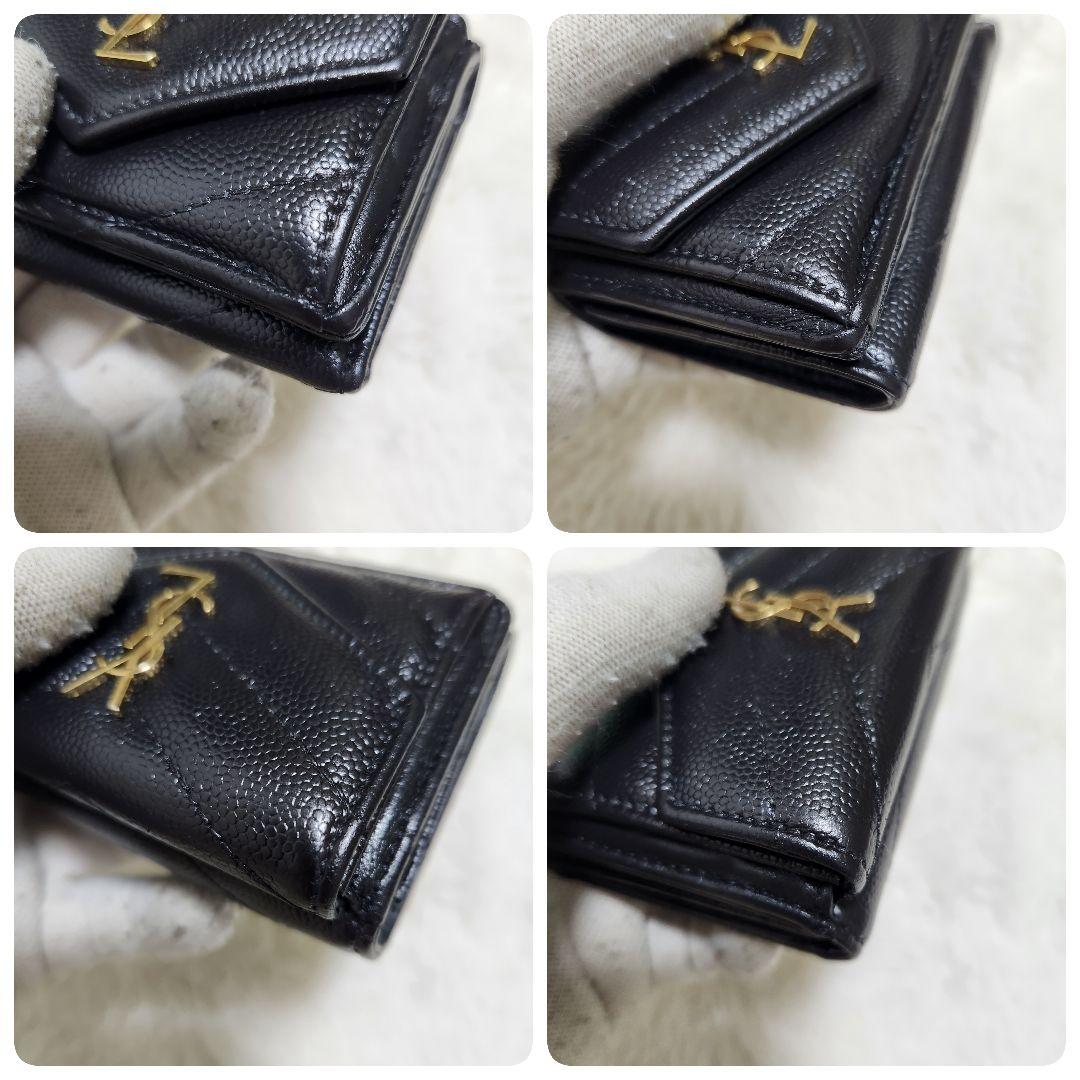 ✨極美品✨サンローラン　三つ折り　カサンドラ　キャビアスキン　レター　レザー