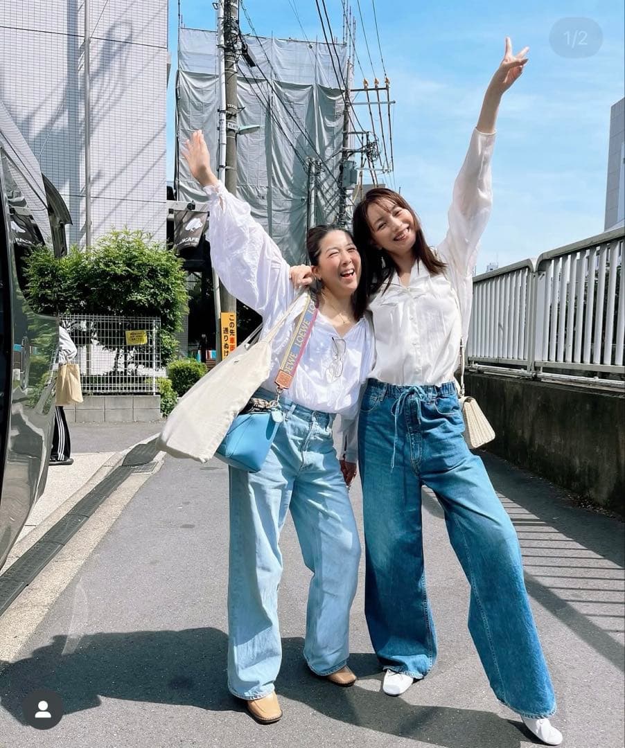 蛯原友里さん着用⭐︎Drawer ドゥロワー ドロスト　デニム　パンツ　34