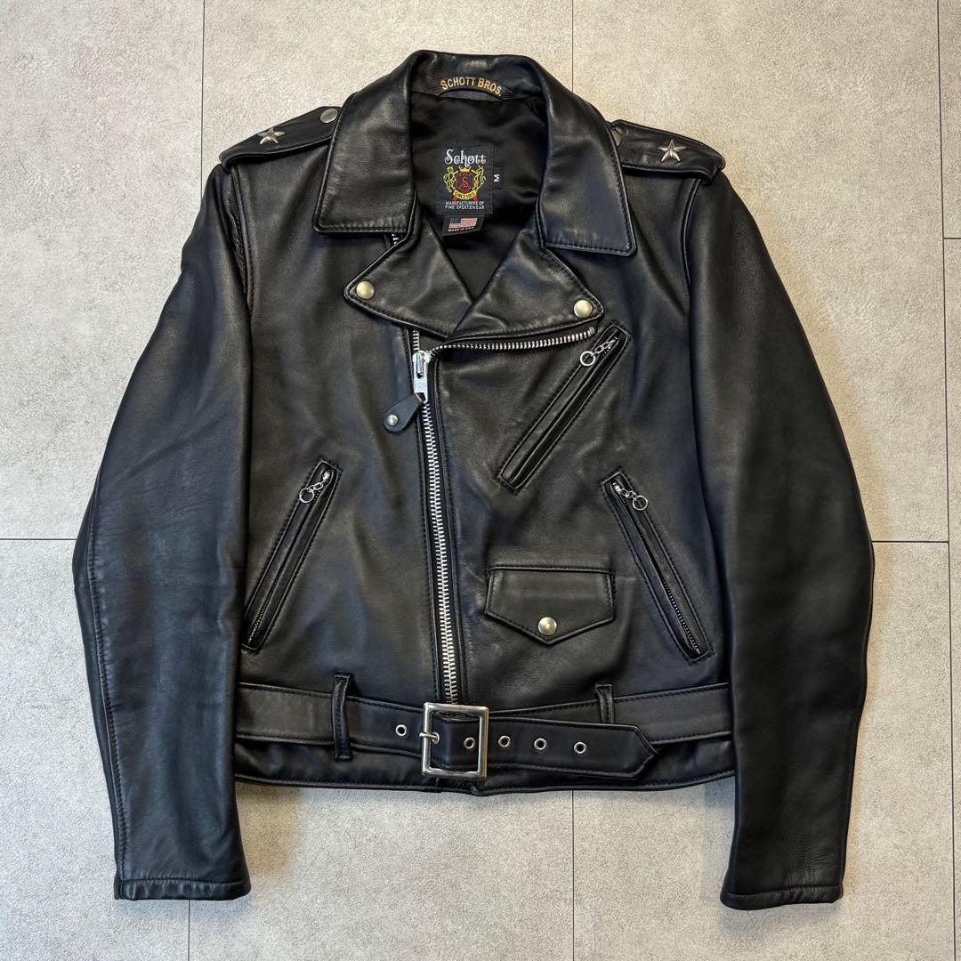 Schott レディースワンスター黒Sラムレザーライダースジャケット213uｗ