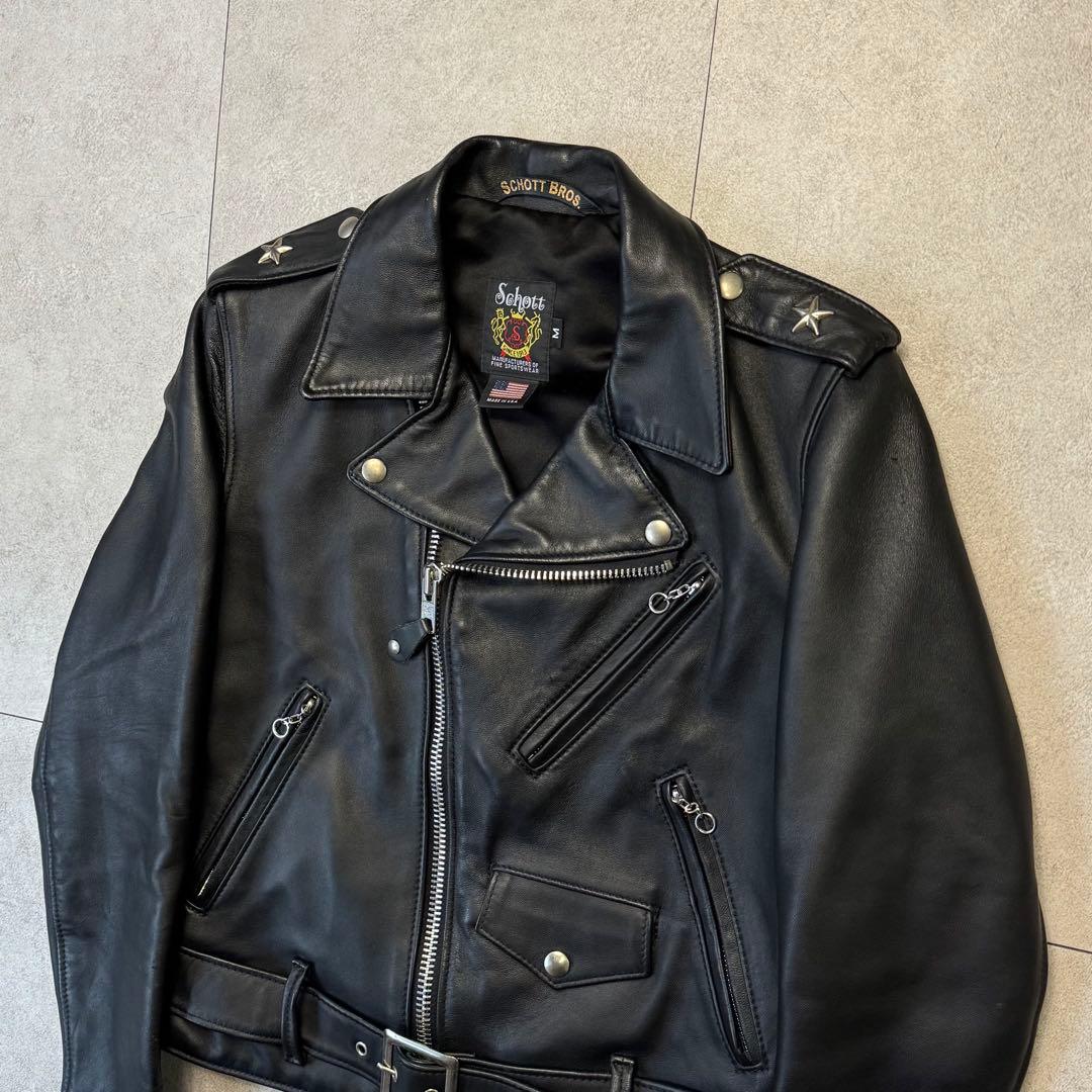 Schott レディースワンスター黒Sラムレザーライダースジャケット213uｗ