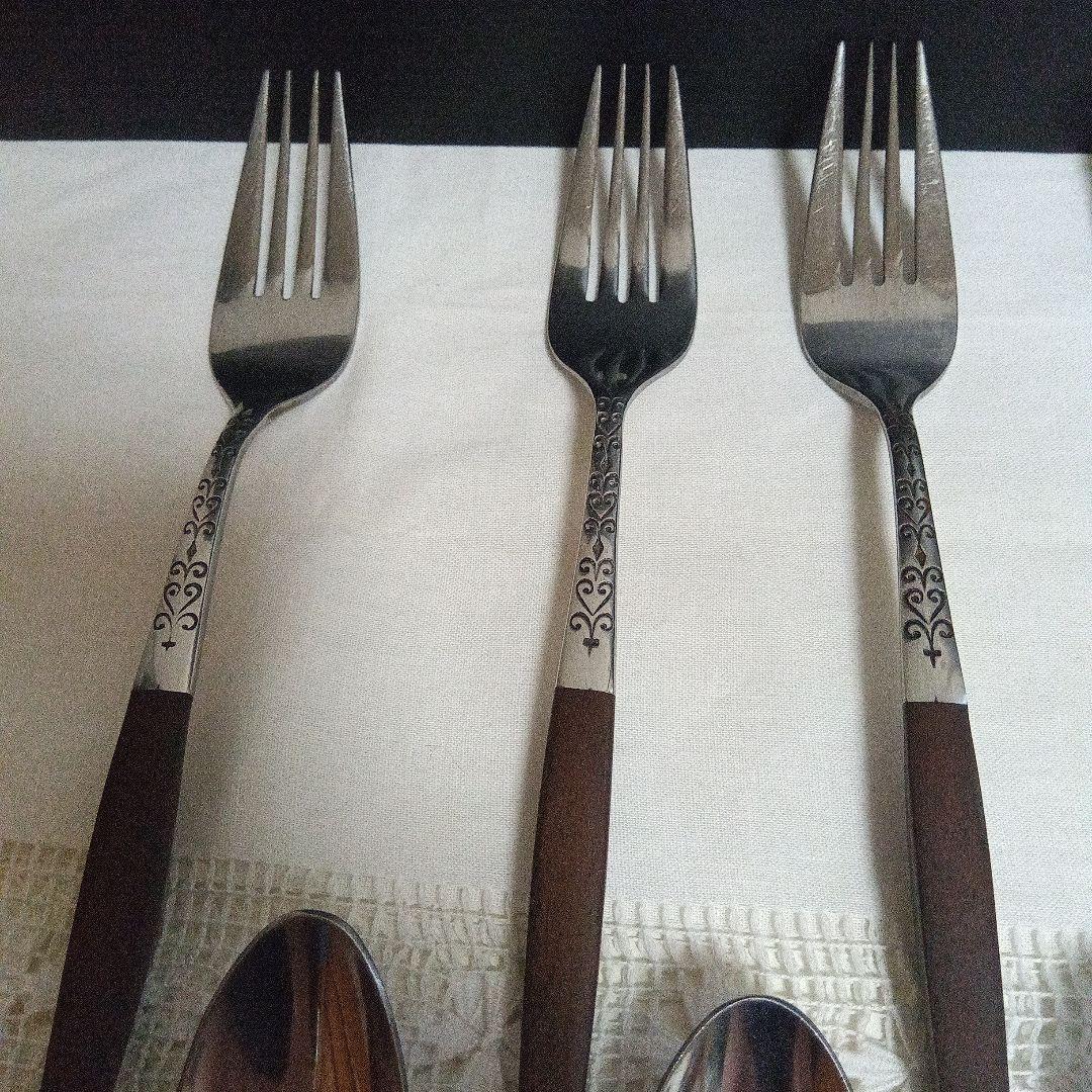 ミッドセンチュリー　カトラリー　フォーク／スプーン２種　12本