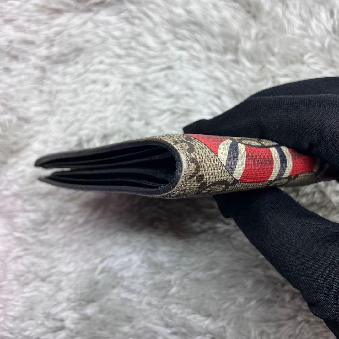 GUCCI キングスネーク GGスプリーム 二つ折り財布 GG柄 PVC ヘビ