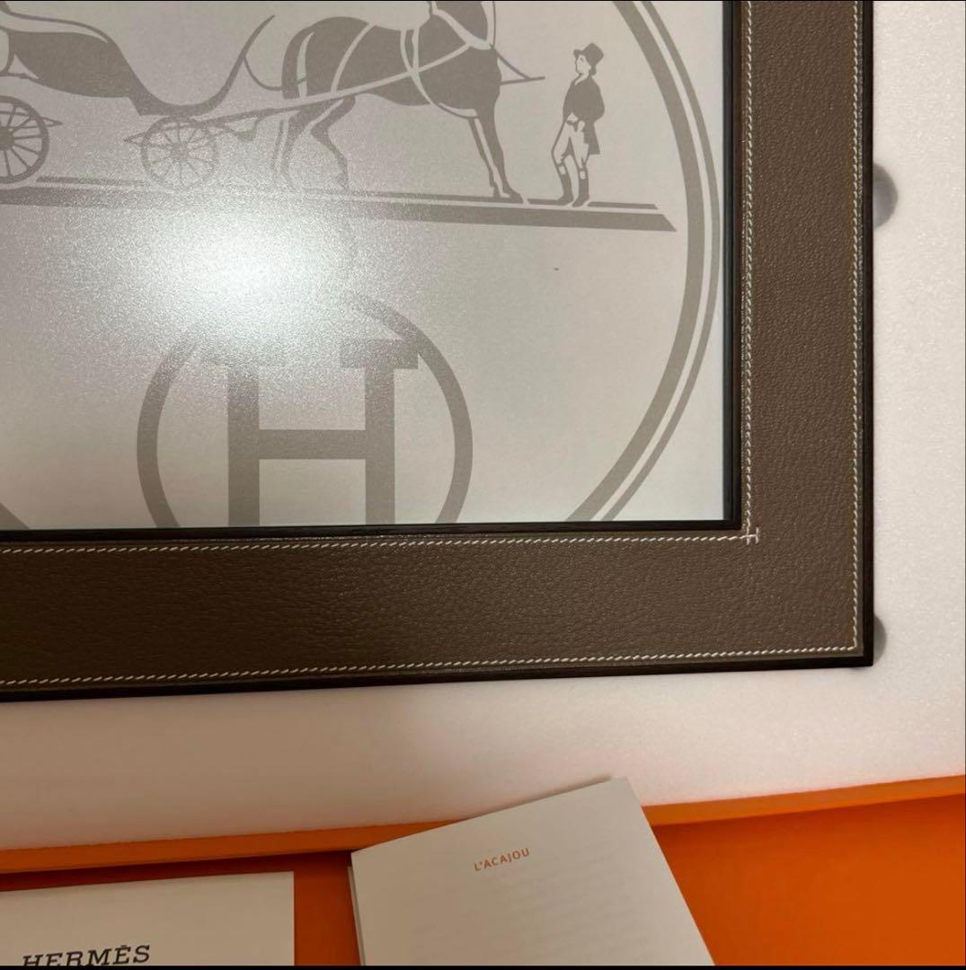 エルメス　フォトフレーム　プレイヤード　GM マホガニー　ベージュ　写真立て