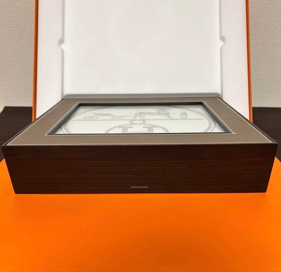 エルメス　フォトフレーム　プレイヤード　GM マホガニー　ベージュ　写真立て