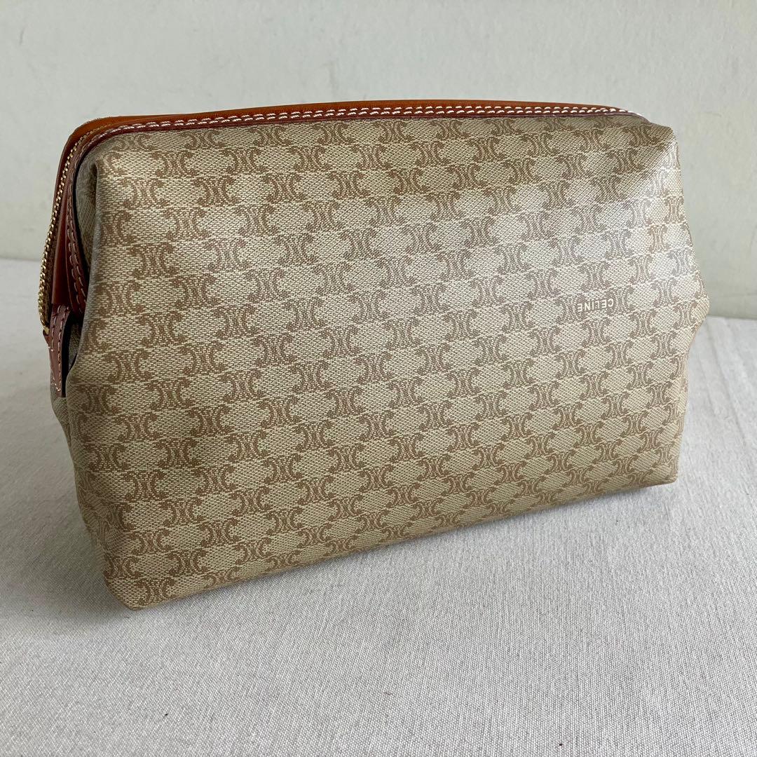 バッグ Celine Macadam Vanity Pouch Bag Brown