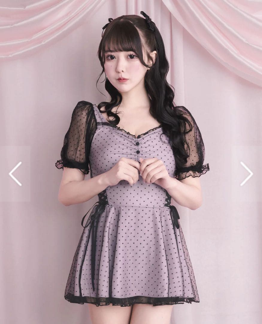 pium ドットチュールワンピーススイムウェア