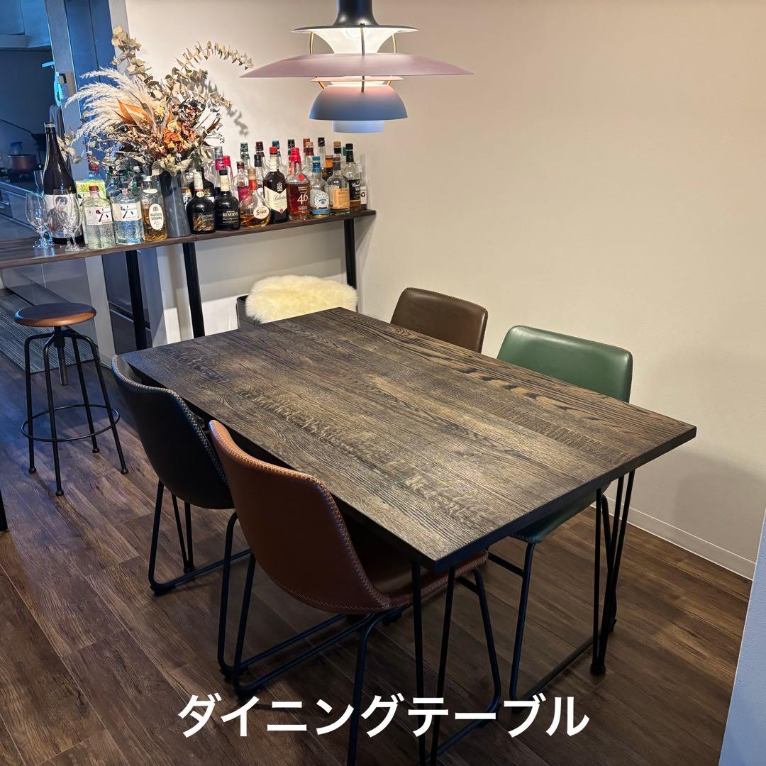 【4人用】天然木ダイニングテーブル 黒脚 ※テーブルのみの販売