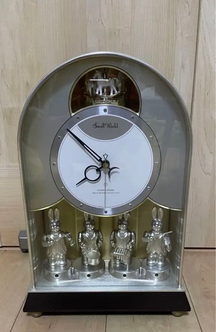 【美品】Small World ウサギ音楽隊　置き時計　からくり時計　動作確認済