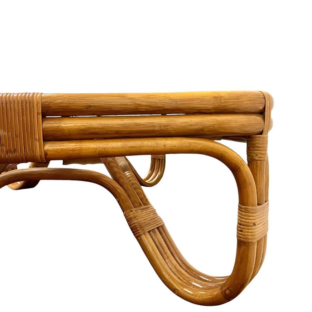 ラタン ガラス天板 ローテーブル 籐 ヴィンテージ ナチュラル センターテーブル