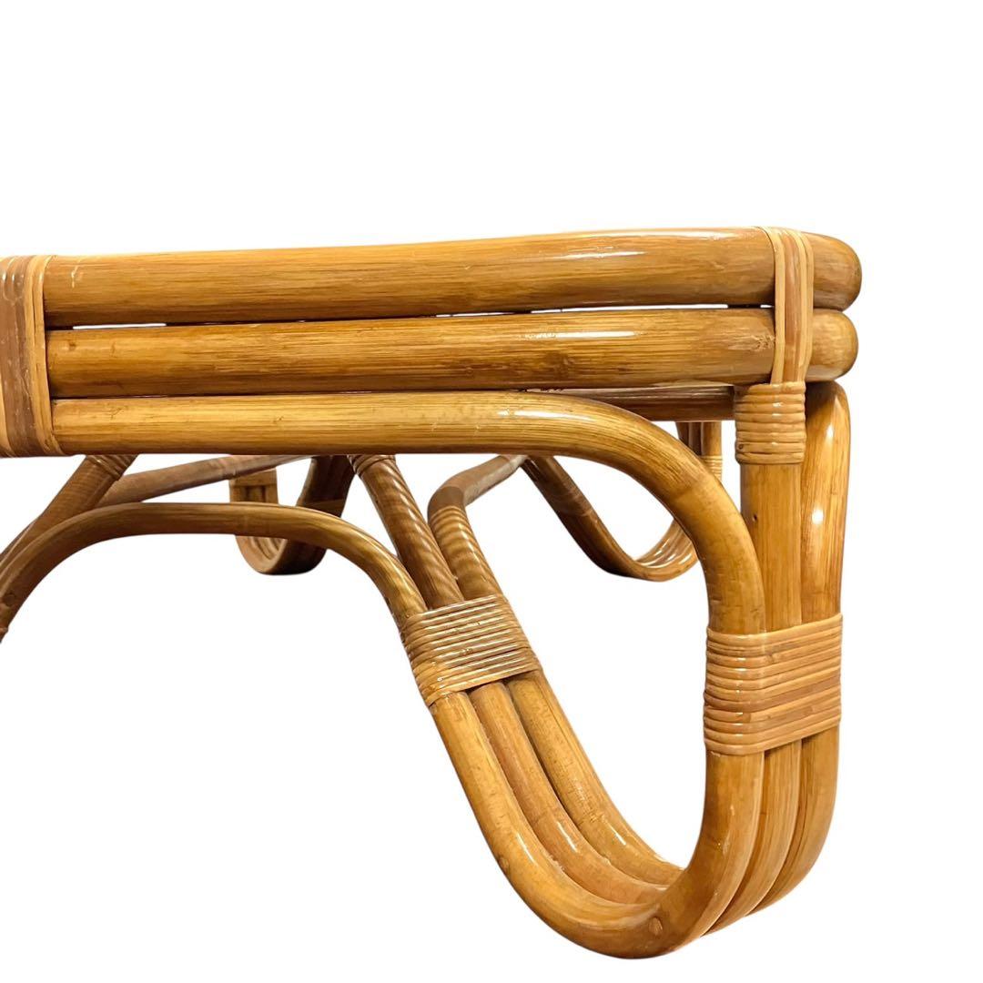 ラタン ガラス天板 ローテーブル 籐 ヴィンテージ ナチュラル センターテーブル