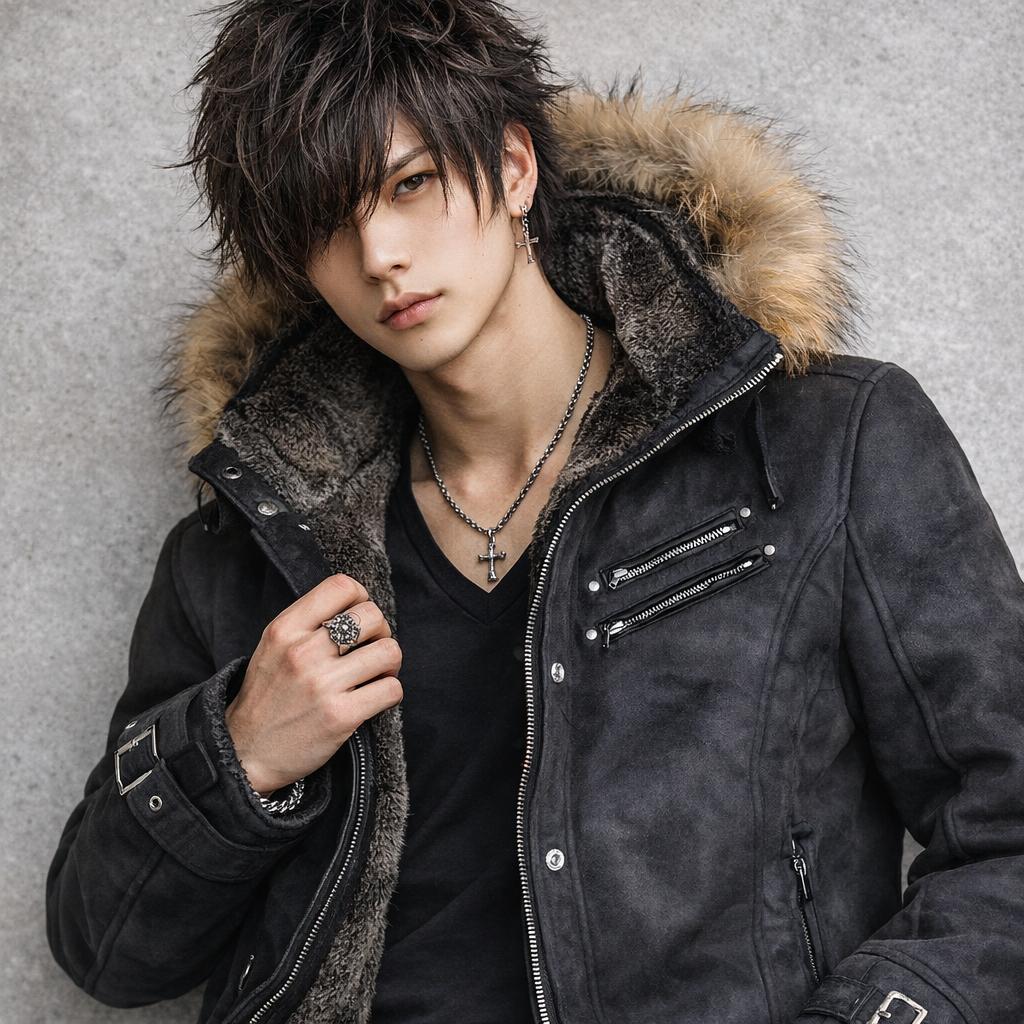 Y2K grunge 00s 平成 お兄系 ファー付きフェイクムートンジャケット