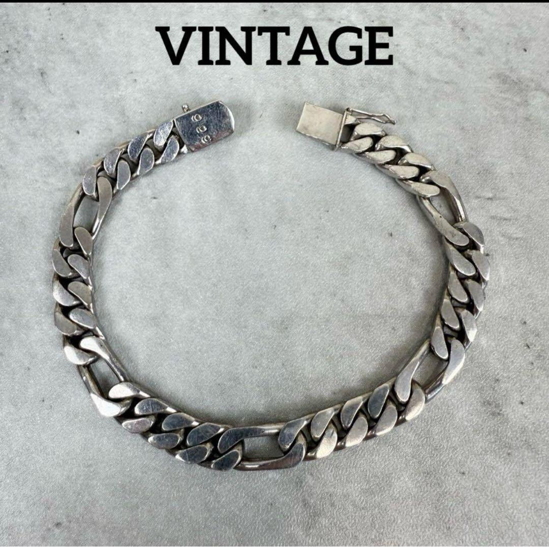 VINTAGE 999刻印 ヴィンテージ シルバー喜平チェーンブレスレット