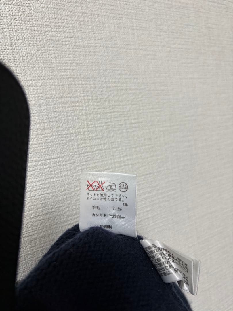 ラルフローレン カシミヤ混 ニット 肩ボタン 馬柄 ネイビー M クリーニング済