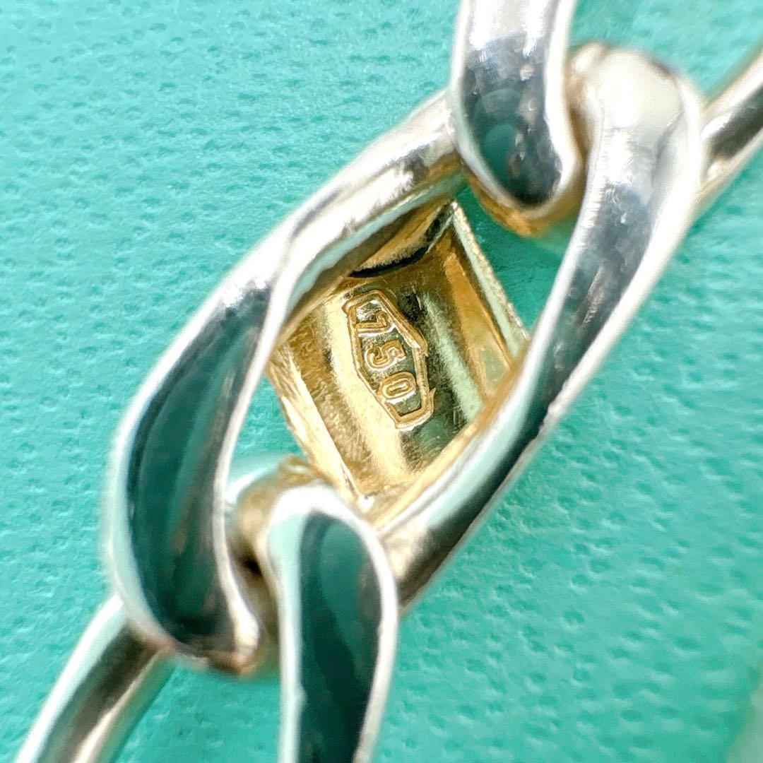 美品 オールドティファニー フィガロリンク コンビブレスレット シルバー k18