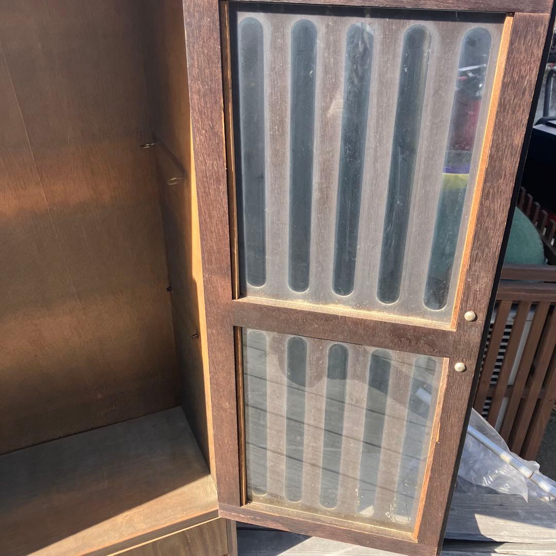 昭和レトロ 木製格子扉キャビネット 飾り棚 古家具 古道具 引き出し収納