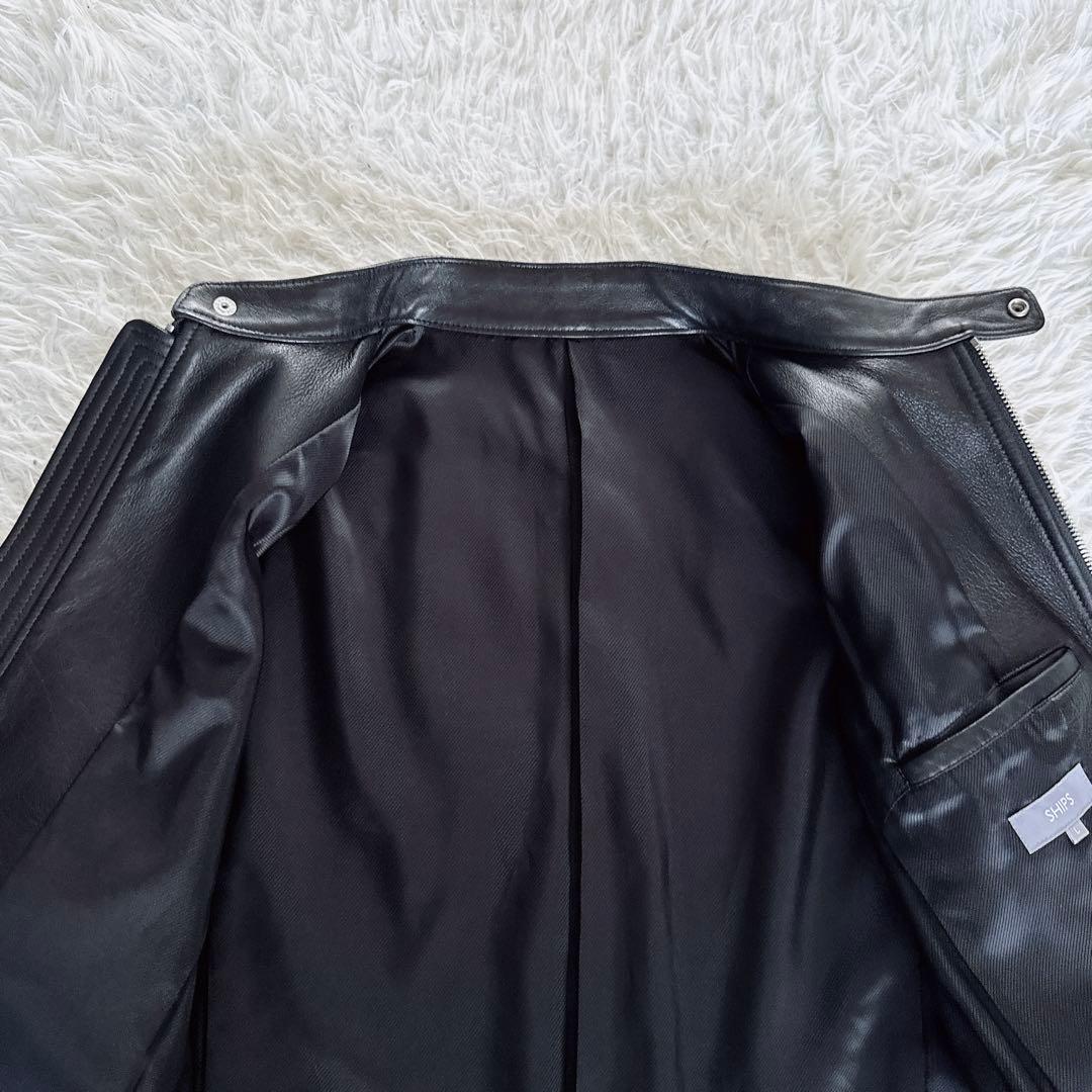 【SHIPS】シングルライダース 羊革 ブラック Lサイズ