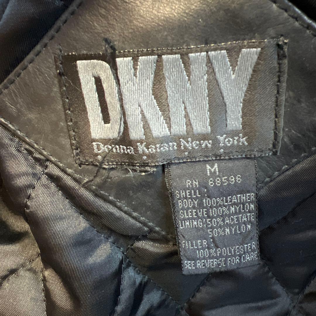 90s DKNY レザー × ナイロン MA-1 ボンバージャケット ビンテージ