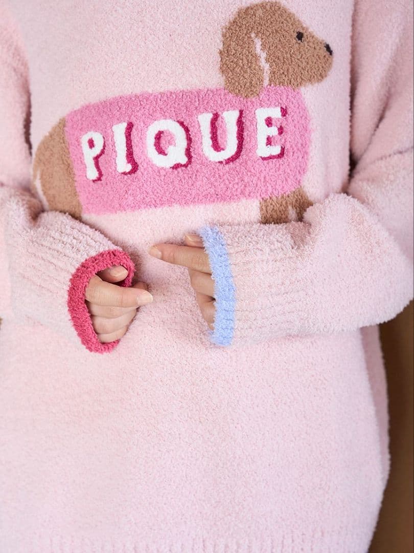 ベビモコダックスフンドジャガードプルオーバー ロングパンツセット ピンク