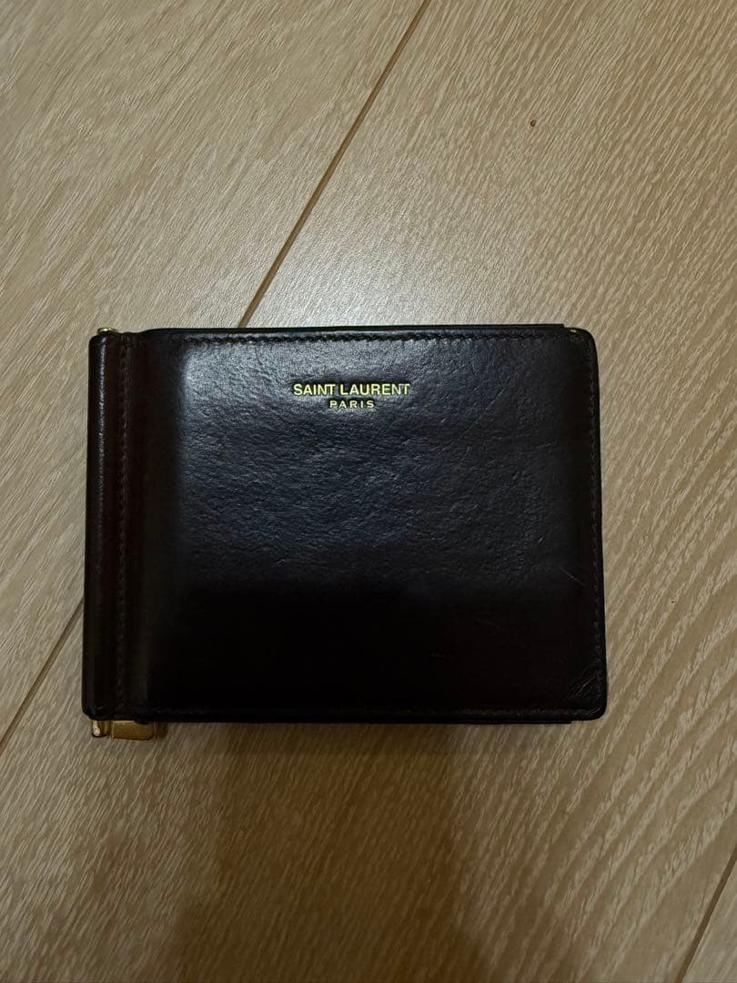 サンローラン　マネークリップ　ブラウン