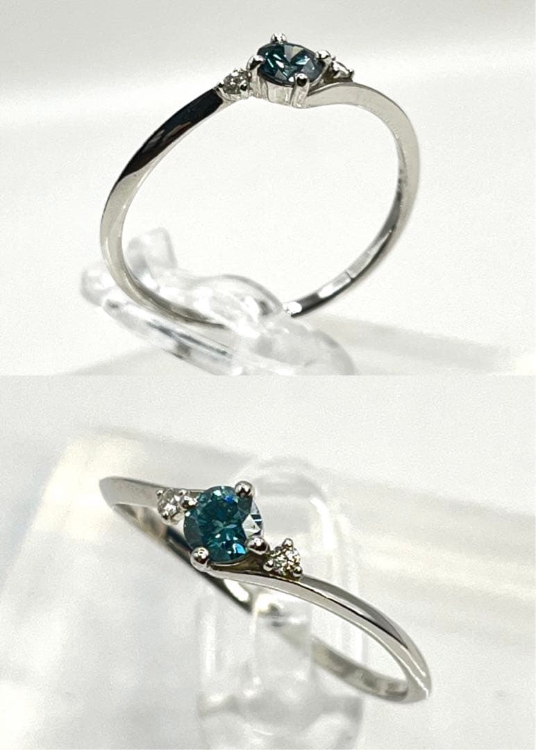 ハル年末年始特別価格185.ブルーダイヤモンド ダイヤモンド pt リング