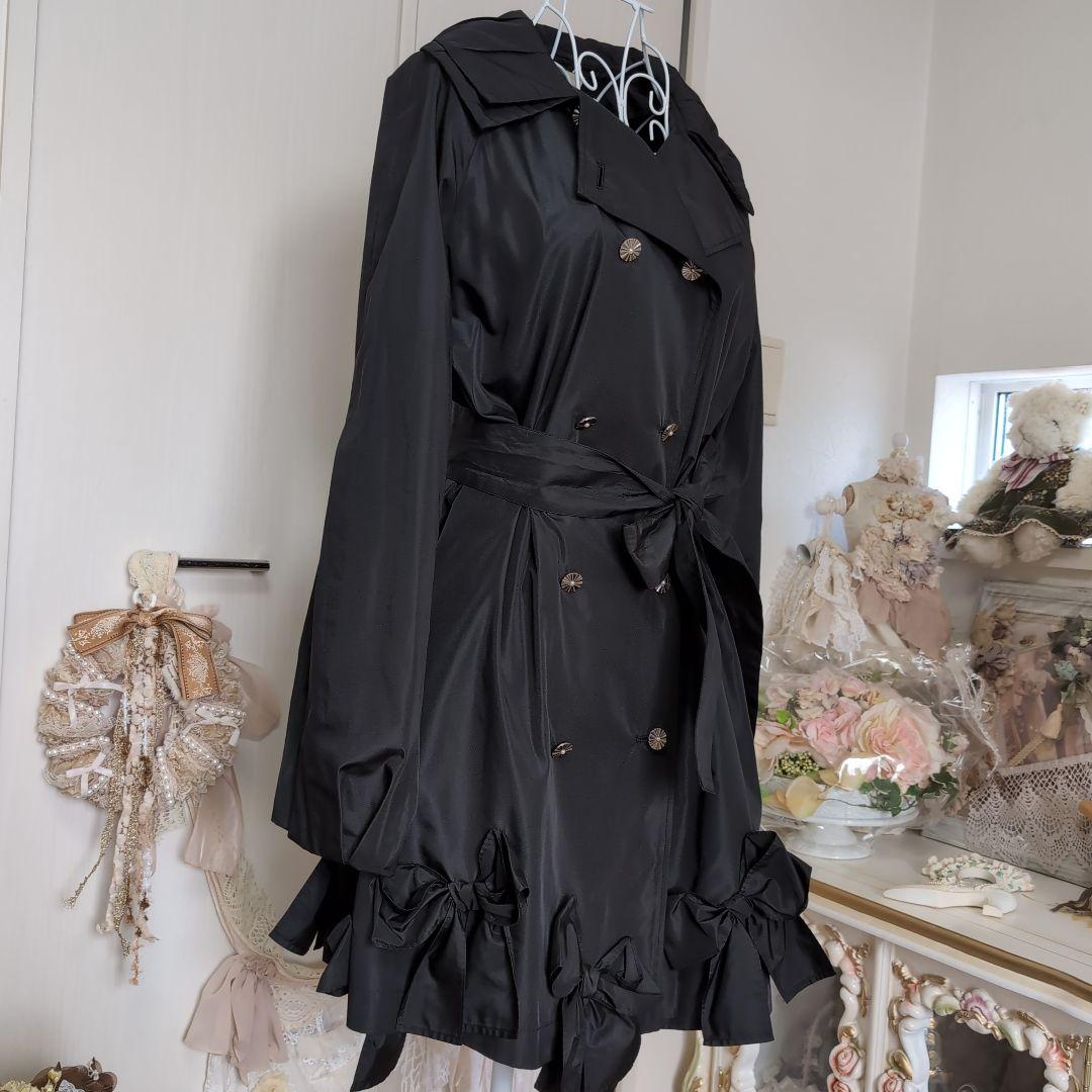 さえら♡レインダンス♡豪華♡リボン♡ブラック♡トレンチコート♡春♡秋♡冬