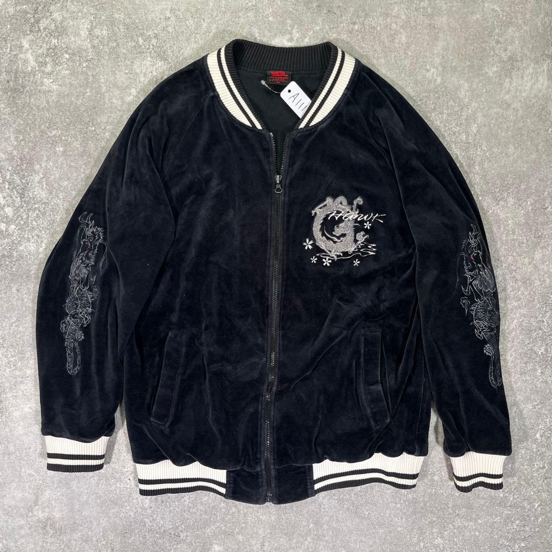 TONY HAWK スカジャン　ベルベット　ベロア　M 龍　富士山　白龍　別珍