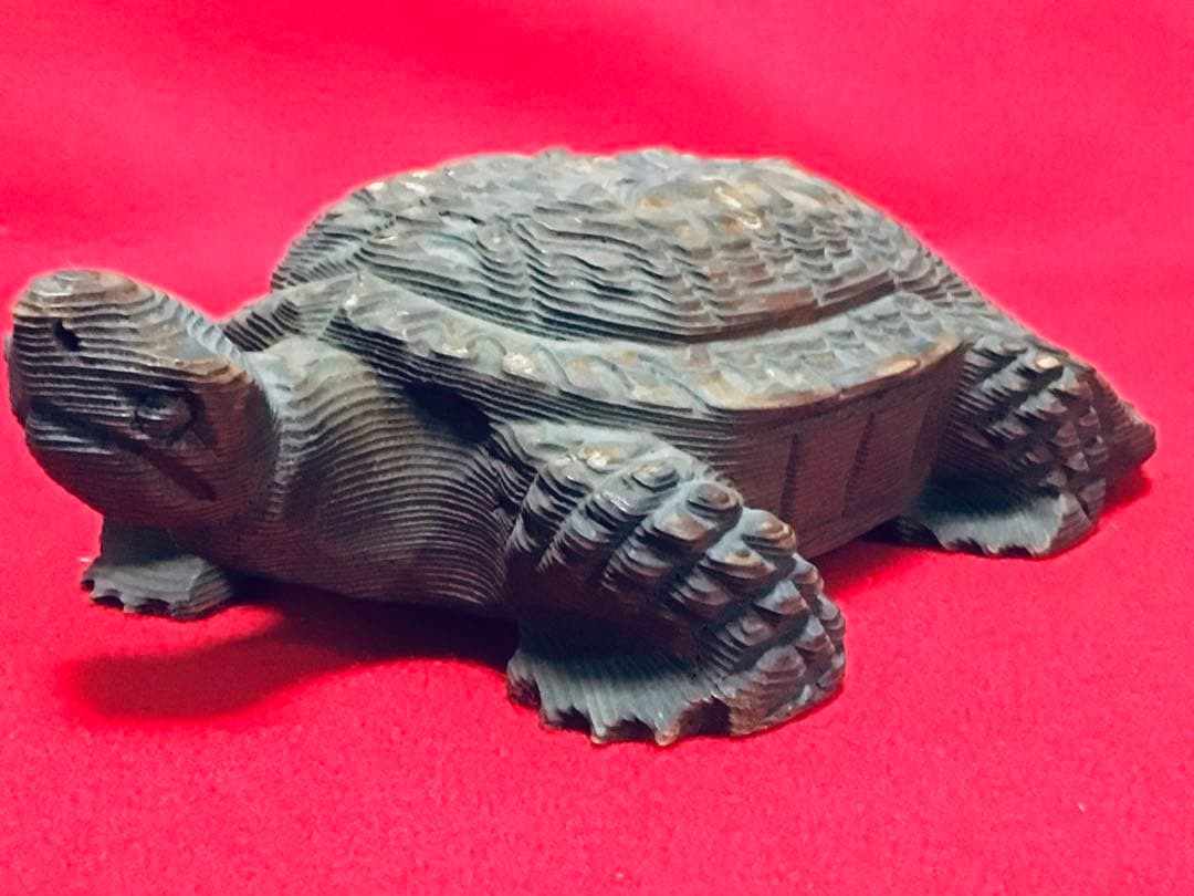 ◉逸品◉数寄屋造りの名棟梁〓平田雅哉◉一刀彫・木彫〓亀・千寿亀・蓑亀◉26cm