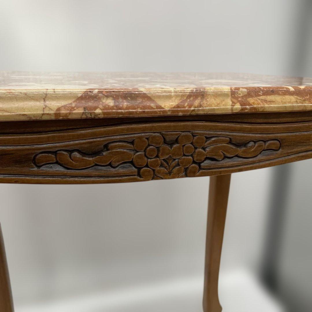 アンティーク調 大理石 サイドテーブル 猫脚