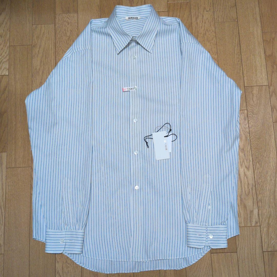 AURALEE　COTTON SILK STRIPE SHIRT コットンシルク