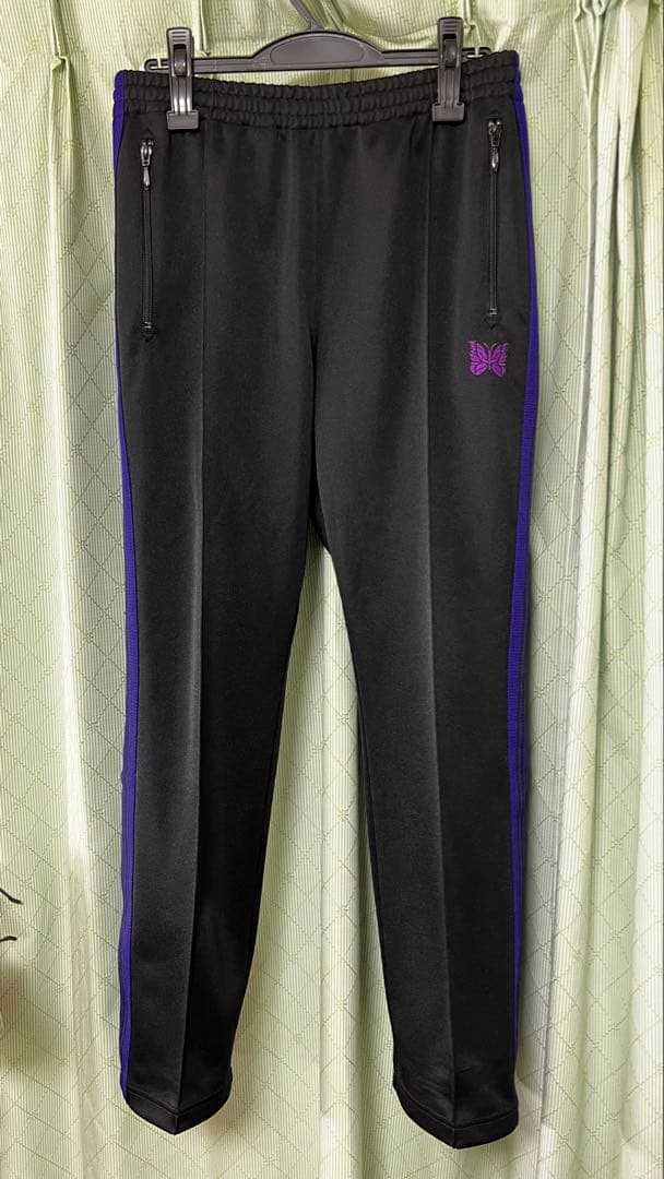 【Needles】J0345 ナロー トラックパンツ ブラック×パープル M