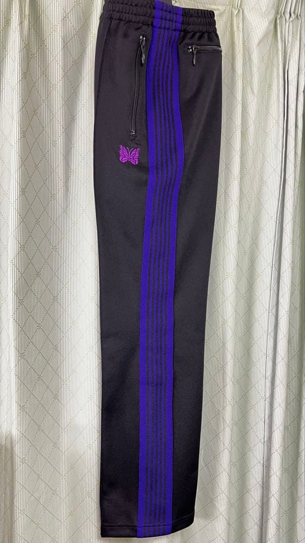 【Needles】J0345 ナロー トラックパンツ ブラック×パープル M