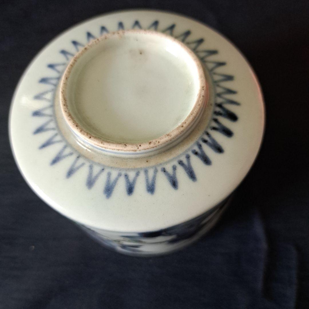 「獅子(しし)に牡丹(ぼたん) 半筒蕎麦猪口」古伊万里猪口(直径8.5cm)骨董