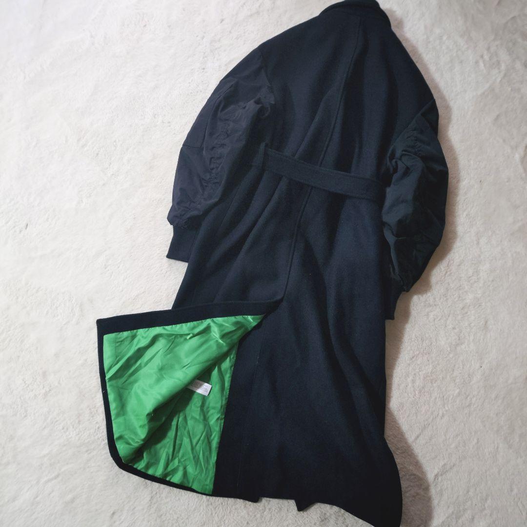 【美品】ZARA マッチングボンバーコート ネイビー Mサイズ MA-1 ロング