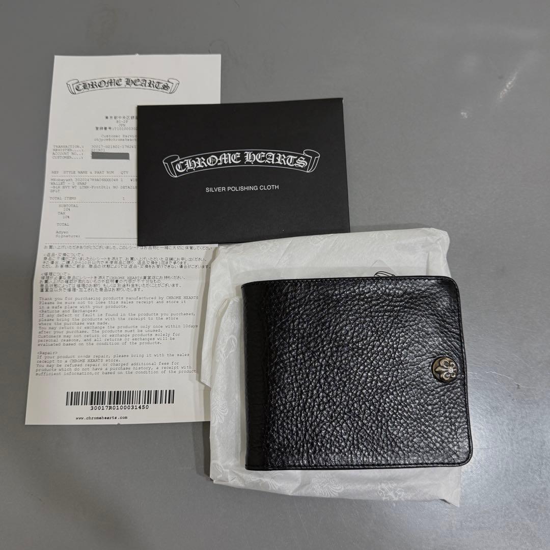 新品／ クロムハーツ レザー ウォレット ブラック 1SNAP フラワーボタン