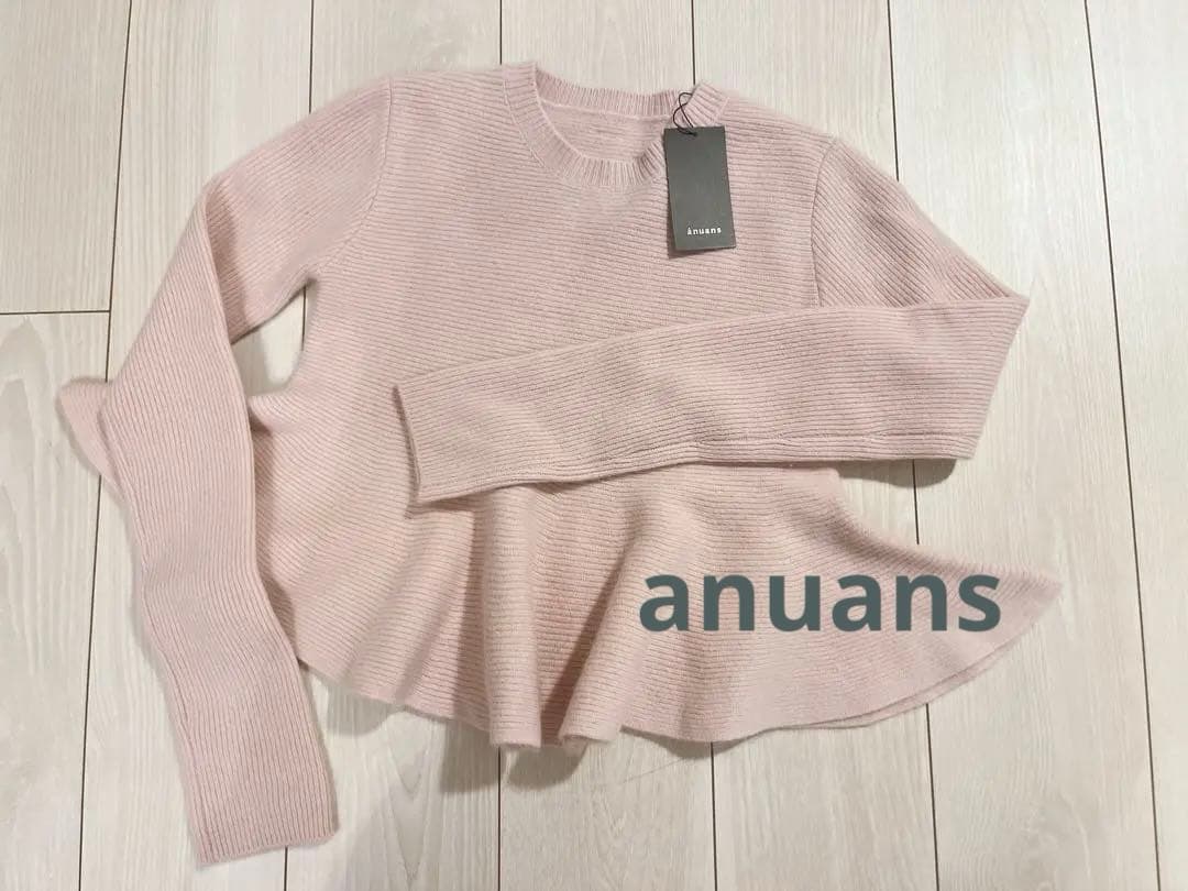 限定値下げ　anuans ペプラムショートニットトップス ピンク 2 M