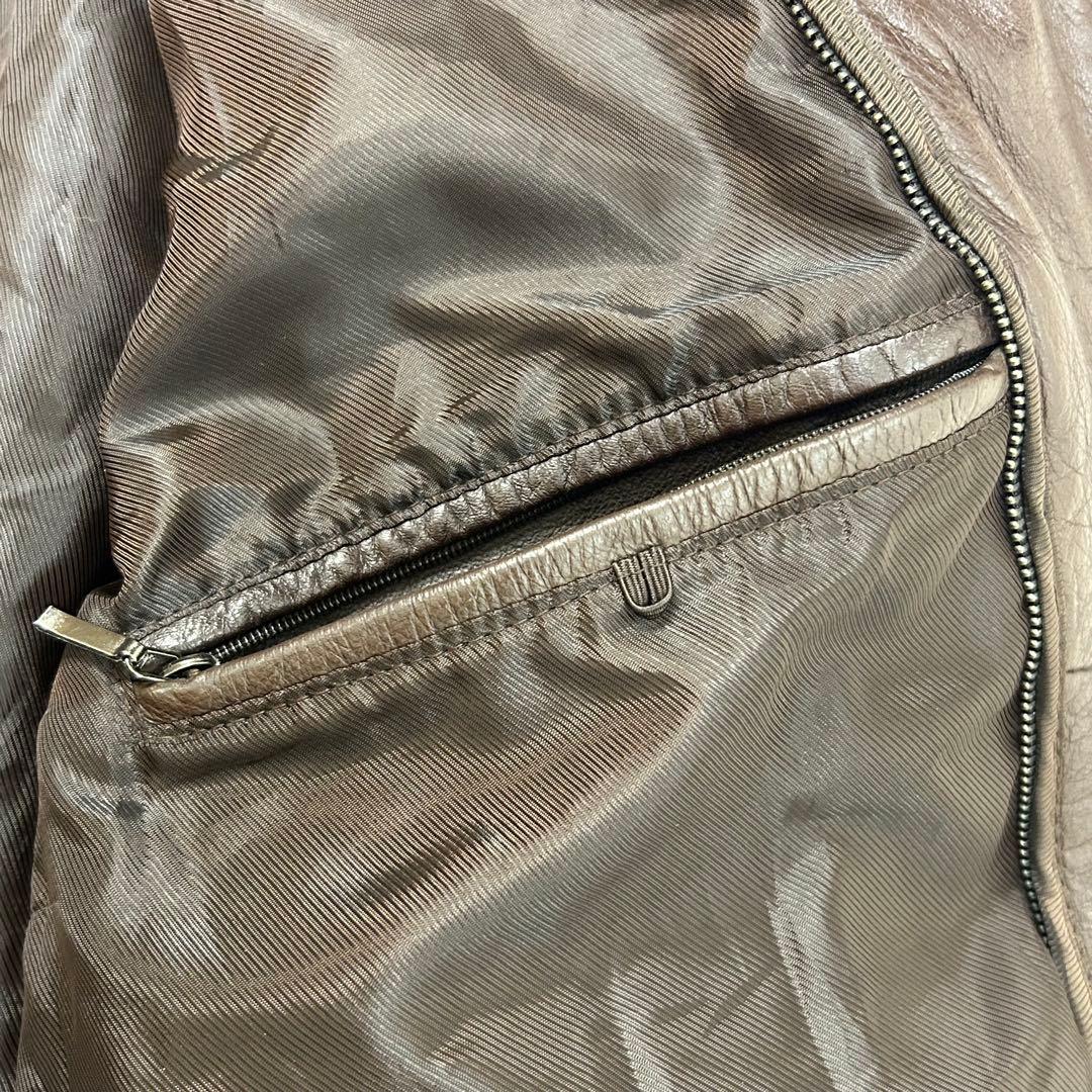 ウィルソンズ ブルゾン レザージャケット ブラウン XL 短丈 襟付き 大きめ