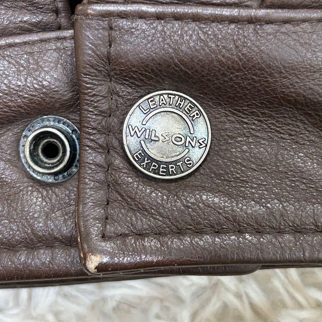 ウィルソンズ ブルゾン レザージャケット ブラウン XL 短丈 襟付き 大きめ