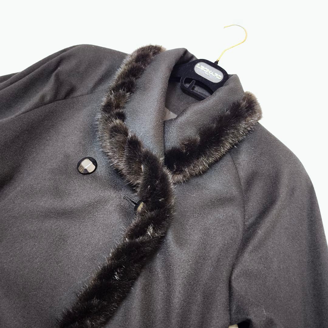 【未使用級】ピュアカシミヤ100% ミンクファー ロングコート 黒 M