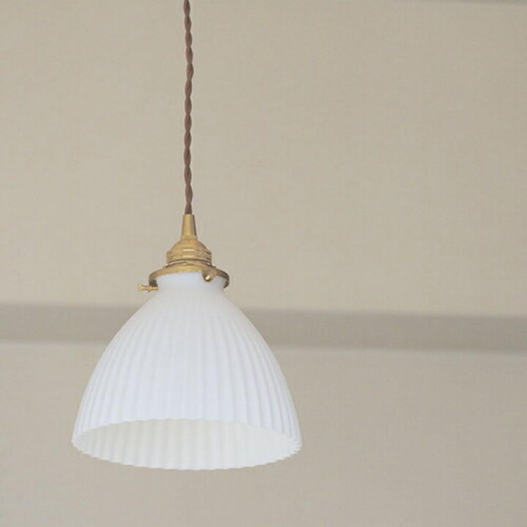 シェルshell　ペンダントライト　ミルクガラスL